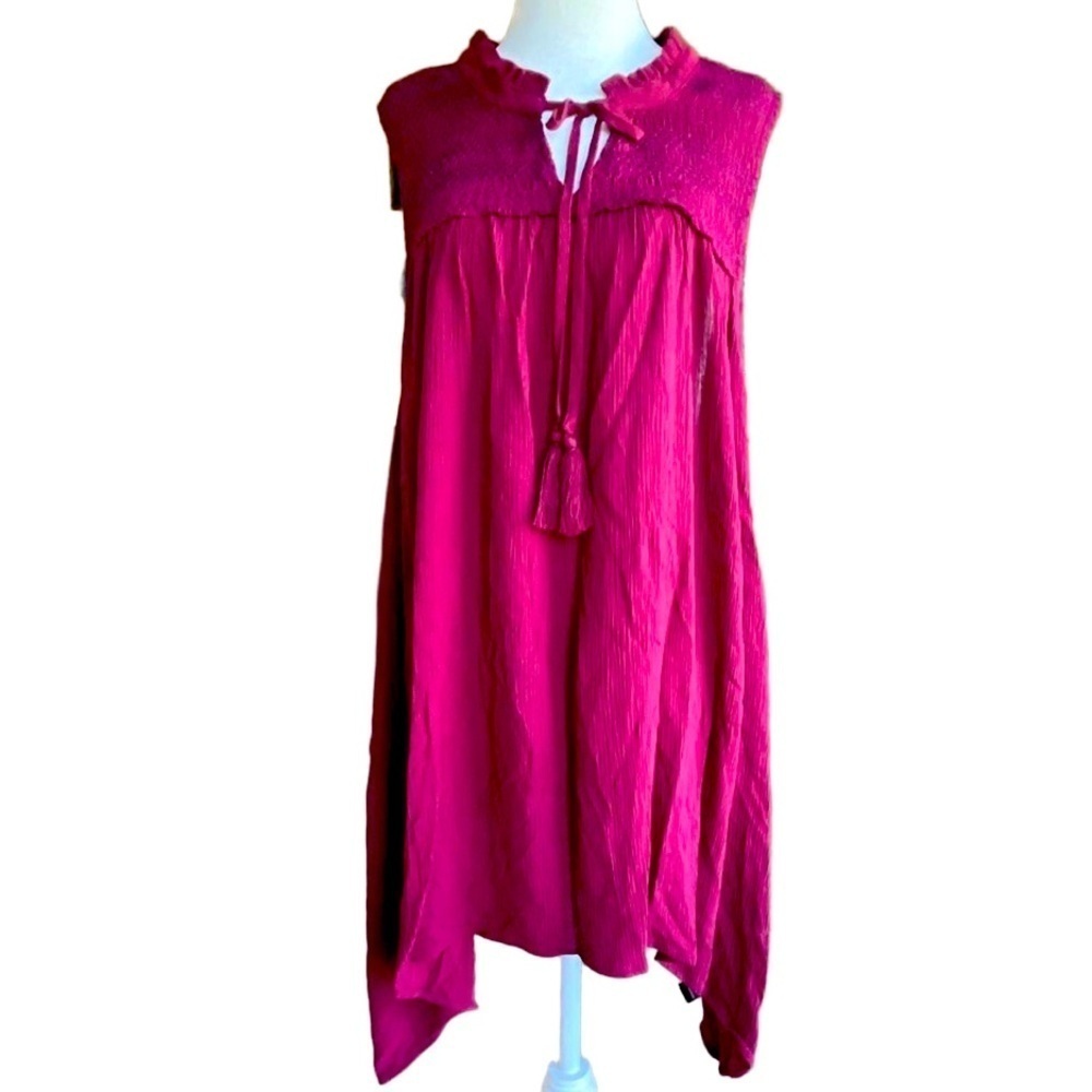 Torrid short Long Crinkle Embroidered Tank Zinfandel 3X NWT